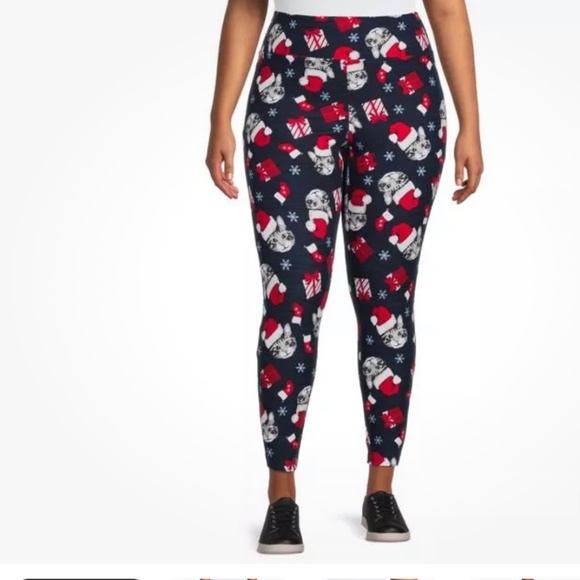 Terra and Sky Women’s Cats With Hats Holiday Print Leggings Size 1X (16W-18W) NW - Picture 1 of 10
